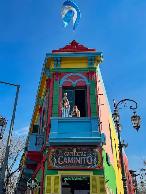 2 days in Buenos Aires, exploring caminito next to the statue of Lionel Messi.